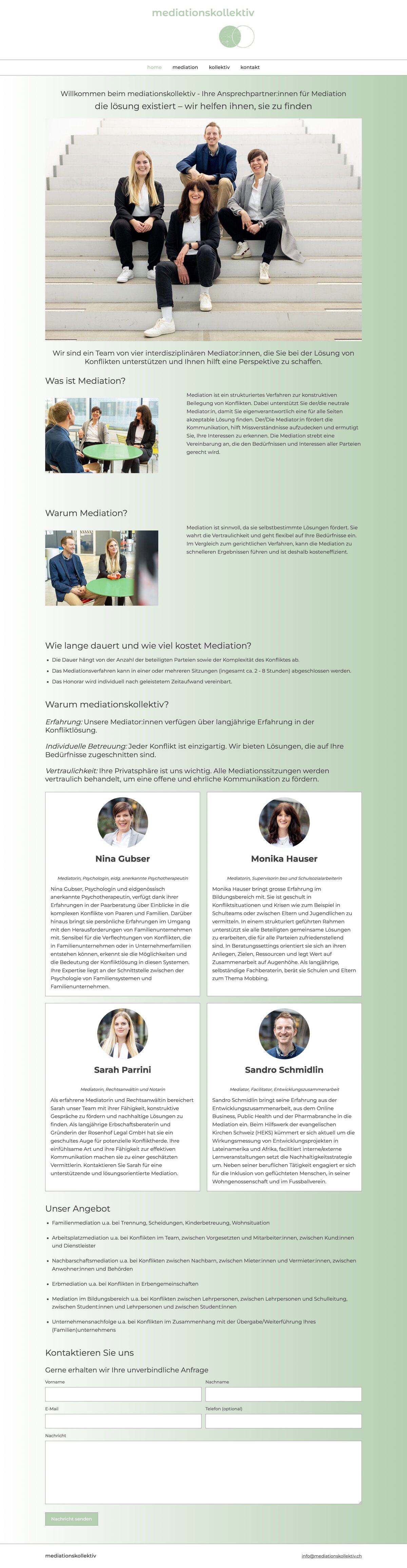 Mediationskollektiv Website auf Garuda CMS